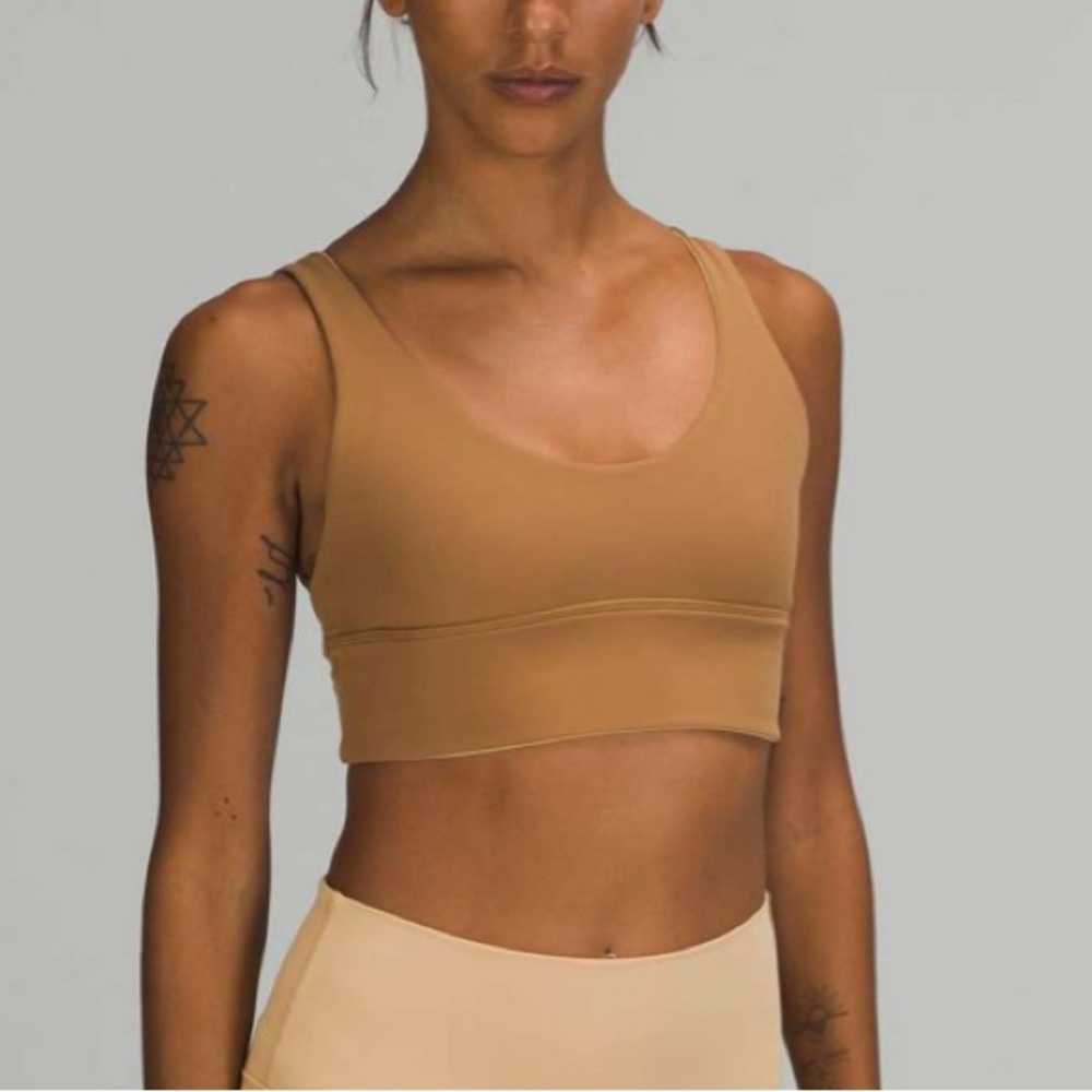 Lululemon Cream & Tan Align Square Neck Reversible Bra Crop Top Yoga Size 8